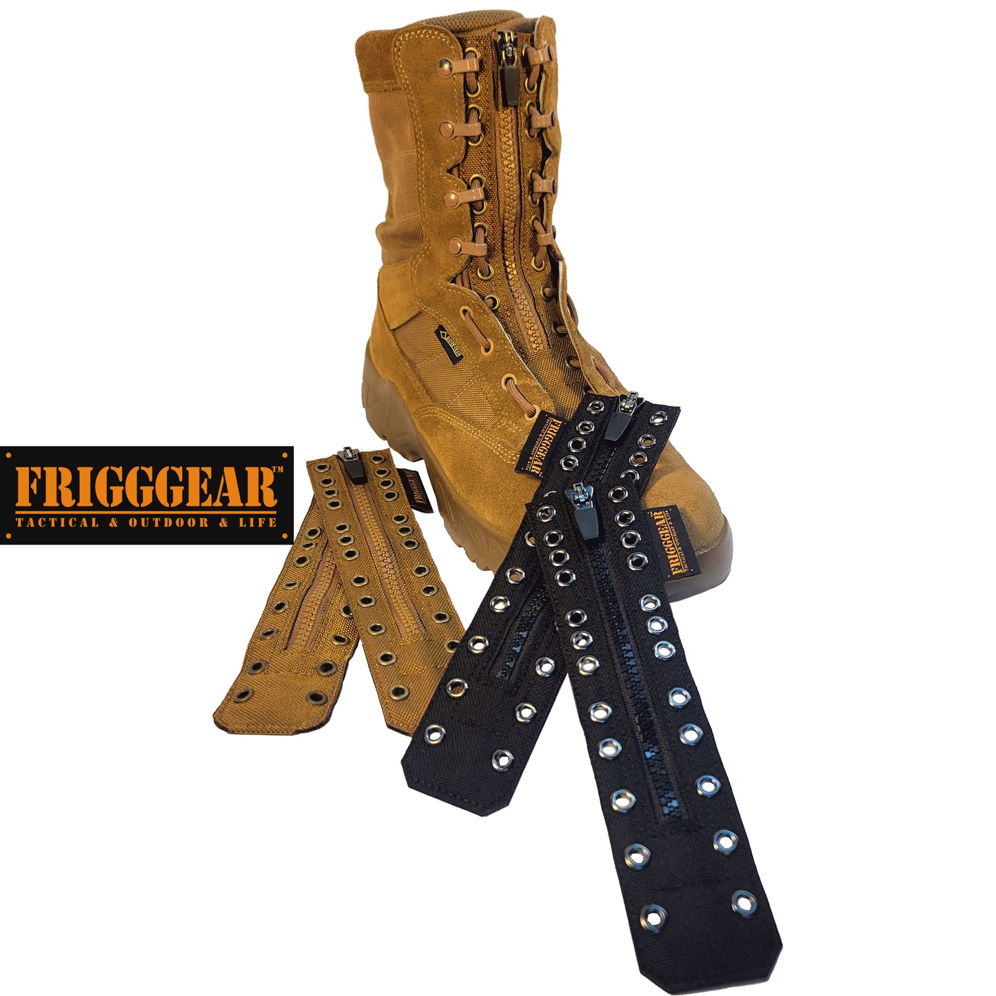 FRIGGGEAR 12-eyelet Combat Boot Zipper Kit / Pad - Straight Type